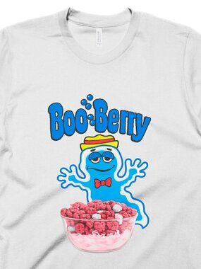 Boo Berry T-Shirt Vintage Cereal Graphic Tee Mens Retro Cartoon Tshirt